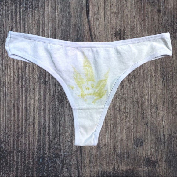 NEW Eco-dyed Leaf White Cotton Thong Panty Medium with Free Shipping! - Picture 1 of 3